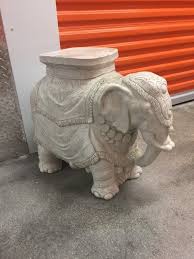 Oriental Solid White Wood Elephant Stool/Side Table (24"L x ...