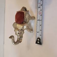 Vintage Elephant Figurine Pin Cushion Silver Tone 3 Inches Long Trunk Up Pewter? | eBay