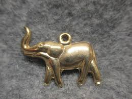 Lucky Elephant With Trunk Up Pendant Charm Gold Tone 1" Long Free Shipping NEW | eBay