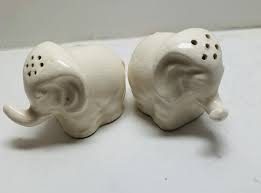 Vtg ELEPHANT SALT & PEPPER SHAKERS JAPAN WHITE PORCELAIN ...