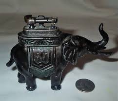 ANTIQUE ART DECO USA RONSON BLACK ELEPHANT METAL TABLE DESK ...