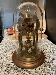 Vintage Elgin German S Haller Anniversary Glass Dome Clock ...