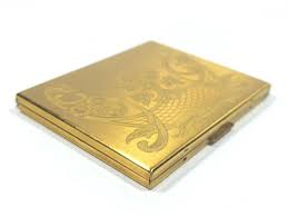 Vintage Elgin American Goldtone Compact w/ Flower Design | eBay