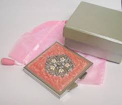 Square Enamel Double Compact Mirror Embellished Crystals Flower | eBay