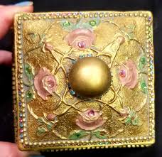 Vintage Trinket Box Floral Rose Decorations faux stones BELLADONNA hand painted | eBay