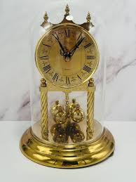 Vintage Sloan Anniversary Quartz Clock - Germany - Brass - Glass Dome - Etsy