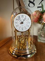 Buy Vintage, Glass Dome, Gold, Astra, Anniversary Clock, Quartz, 9", Wreath Floral Face, Japan. 1980's LR/5-28 Online in India - Etsy