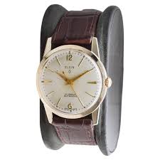 Orologio Art Deco Elgin in oro giallo del 1960 circa con quadrante originale in vendita su 1stDibs Italia