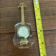 Accents | Elgin Miniature Glass Guitar Clock | Poshmark