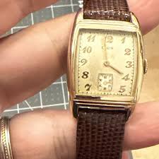 Vintage Elgin men's watch Tonneau shape deco sub second ...