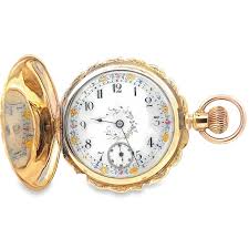 Fancy Dial 14k Gold Elgin Pocket Watch - Timekeepersclayton