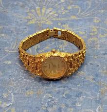 Vintage Gruen Women's Quartz Watch: Gold Plated Nugget Band ...