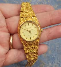 Vintage Gruen Women's Quartz Watch: Gold Plated Nugget Band ...