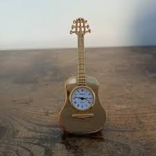Vintage Miniature Guitar Clock , Miniature Clock, Metal Ornament, Metal Guitar - Etsy
