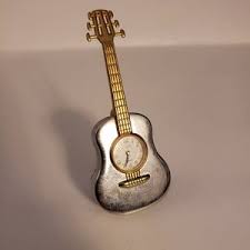 Silver & Gold-tone Elgin Quartz Clock Acoustic Guitar With Pull Out Stand - Etsy