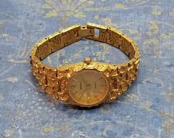 Vintage Gruen Women's Quartz Watch: Gold Plated Nugget Band ...
