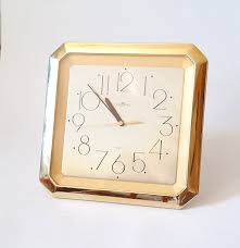 Vintage Gold Wall Clock TEMPIC - Square Plastic Shape From ...