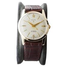 Elgin Yellow Gold Filled Art Deco Watch circa 1960's with ...