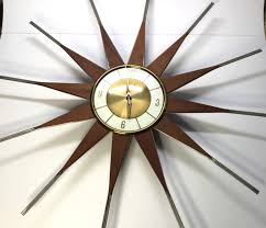 ELGIN WALNUT STARBURST WALL CLOCK 26" - MCM CLOCK GERMANY | eBay