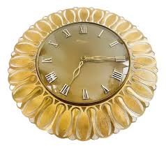 Mid-Century Richter Quartz Wall Clock Sunburst Gold Brass, 1950s | Chairish