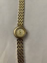 VINTAGE E&J GOLD TONE DIAMOND ACCENT WATCH & BAND BRACELET ...