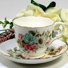 Crown Staffordshire England Tea Cup & Saucer Flower Bouquet ...