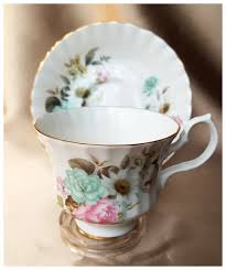 LOVELY Bone China Teacup & Saucer, Soft Pink Blue Colors ...