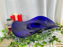 Vintage Cobalt Blue Art Glass Bowl – Murano Style Centerpiece, Mid-century Modern Blown Glass Decor - Etsy