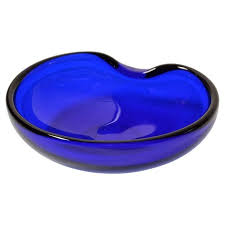 1980s Venetian Blown Glass Cobalt Blue Thumbprint Bowl Elsa Peretti for Tiffany & Co. | Chairish