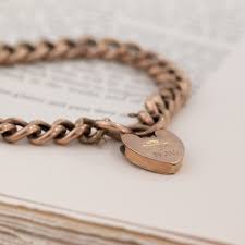Victorian Curb Link Heart Padlock Bracelet, Rose Gold