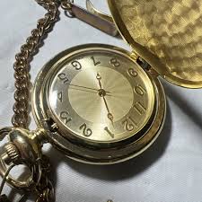Dad's Pocket Watch Gold Tone Chain New Battery 48 Mm Case ...