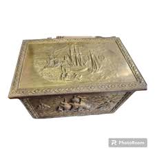 Wood + Brass Box W/ Casters | eBay