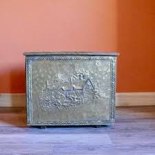 Embossed Brass Wood Coal Kindling Wood Fireplace Box, Vintage Brass Repousse Shakespeare Anne Hathaway Cottage Storage Chest - Etsy