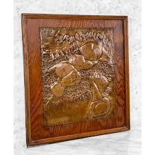 Antique Arts & Crafts Copper Metal Art Sleeping Child Sculpture Plaque | Chairish