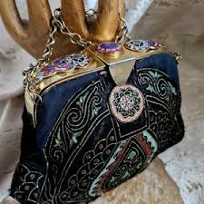 Antique French Hand Painted Evening Bag With Enamel ...