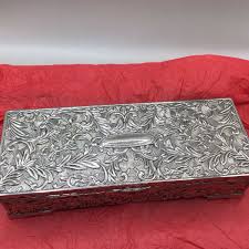 Vntg Godinger Silver Plate Jewellery Box w Mirror Velvet ...