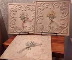 12" X 12" Metal Crafted Embossed Tin Tiles Hand Painted With ...