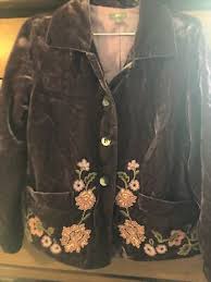 J Jill Jacket Purple Velvet Embroidered Flowers Button Up ...