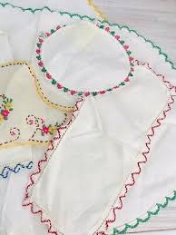 Mixed Lot of Vintage Embroidered Table Linens Dresser Scarves Round - 8 Pieces | eBay