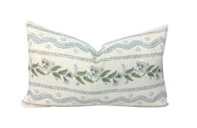 Emma Stripe Lumbar Pillow Cover | Soft Sky Blue and Green ...