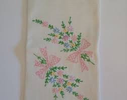 Vintage Madeira Embroidered Linen Hand Towels: Elegant Floral Design - Etsy