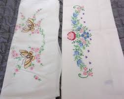 Embroidered Pillowcases 18x30 - 21x32, Satin and Cotton-handmade Accent Pillowcases. Sold Individually. Vintage-like New. - Etsy