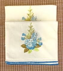 1950s Floral Guest Towel Set: Vintage Cotton Crochet Trim ...