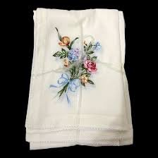 Vintage Off White Floral Embroidered Ramy Cotton Rectangular ...