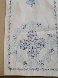 Jack Dempsey Table Runner Blue White Snowflake Flower Embroidered | eBay