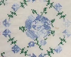 Vintage Green and Vintage White Floral Embroidered Bedspread, Coverlet - Etsy