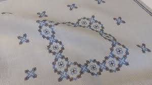 Vintage Tablecloth , Scandinavian Hand Embroidered Light Blue With Brown Square Table Cover, Table Topper, Hand Embroidery (E17) - Etsy