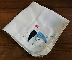 Vintage White Handkerchief with Floral Image - No Tag | eBay