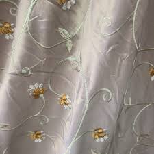 Taffeta Embroidered Rose Floral Taupe 100% Poly Faux Silk ...