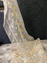 Organza silk emboidered runner with yellow – Make Me Modern ...